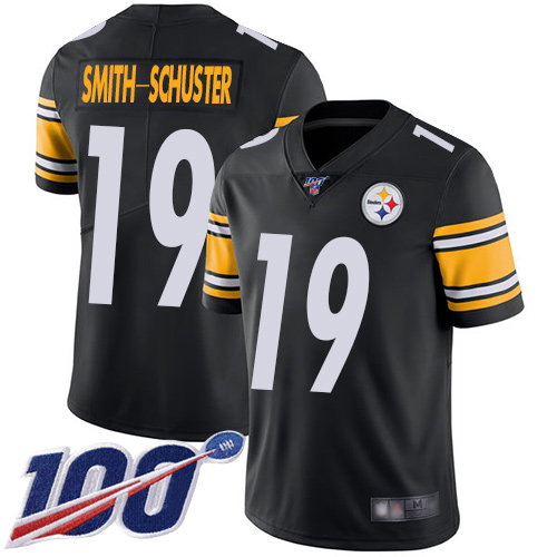 Pittsburgh Steelers #19 JuJu Smith-Schuster Black Team Color Men's Stitched 100th Season Vapor Limited Jersey Men's