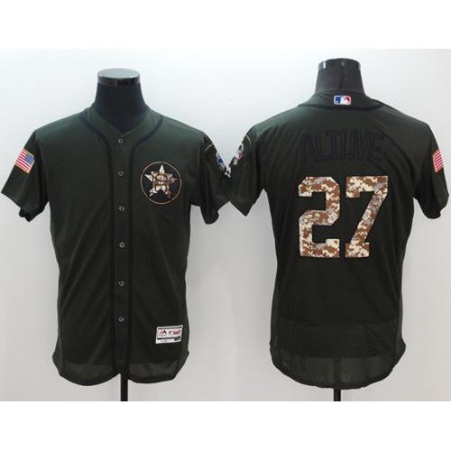 Houston Astros #27 Jose Altuve Green Flexbase Authentic Collection Salute to Service Stitched Jersey Men's