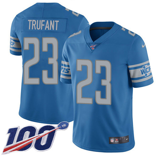 Detroit Lions #23 Desmond Trufant Blue Team Color Men's Stitched 100th Season Vapor Untouchable Limited Jersey Men's