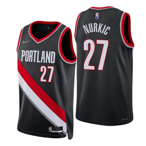 Portland Trail Blazers #27 Jusuf Nurkic Black Mens 2021-22 75th Anniversary Diamond Swingman Jersey - Icon Edition Mens