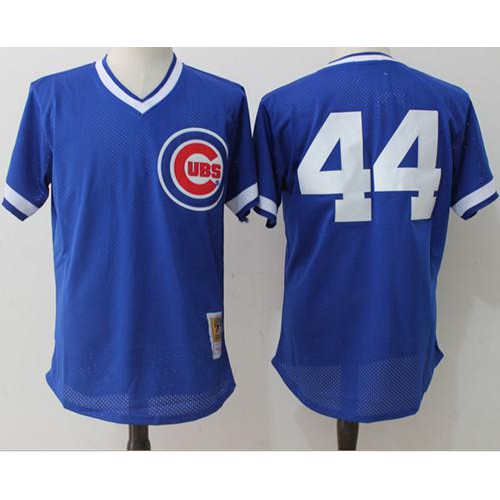 Mitchell And Ness Chicago Cubs #44 Anthony Rizzo Blue Throwback Stitched Jersey Men's
