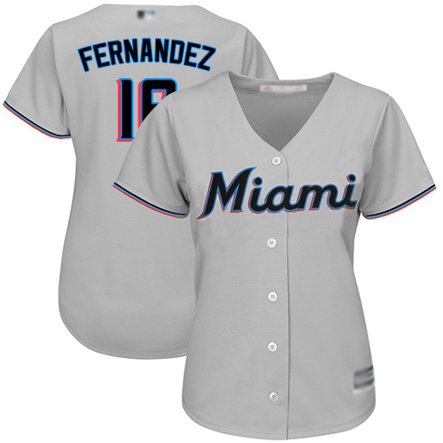 Miami Marlins #16 Jose Fernandez Grey Road Women's Stitched Jersey Womens
