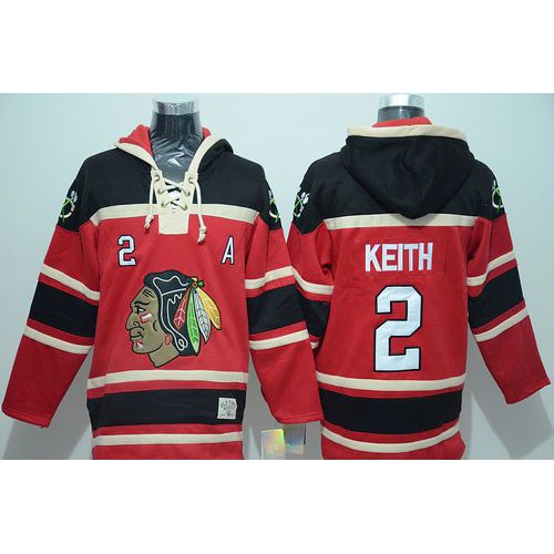 Chicago Blackhawks #2 Duncan Keith Red Sawyer Hooded Sweatshirt Stitched Jersey Men's