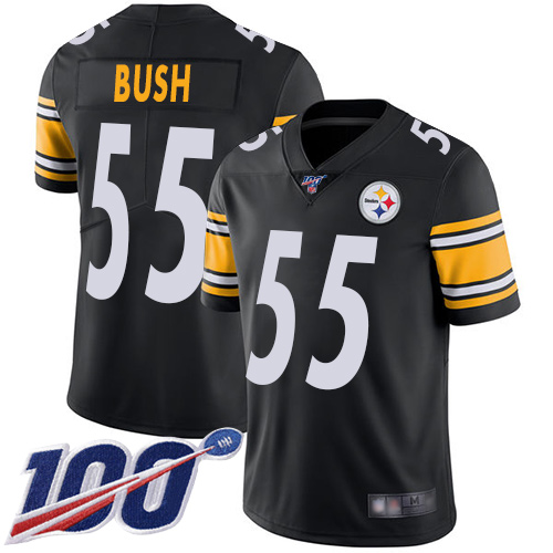 Pittsburgh Steelers #55 Devin Bush Black Team Color Youth Stitched 100th Season Vapor Limited Jersey Youth