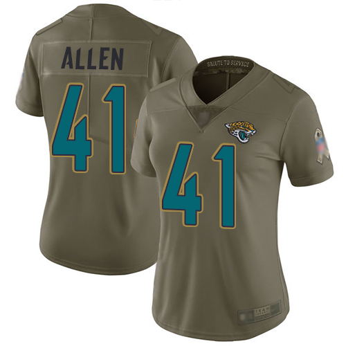 Jaguars #41 Josh Allen Olive Women's Stitched Limited 2017 Salute To Service Jersey