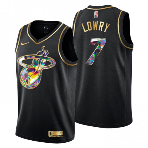 Miami Miami Heat #7 Kyle Lowry Mens Golden Edition Diamond Logo 2021/22 Swingman Jersey - Black Mens