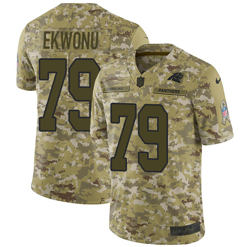 Panthers #79 Ikem Ekwonu Camo Youth Stitched Limited 2018 Salute To Service Jersey