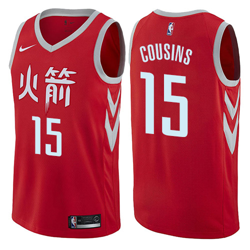 Houston Rockets #15 DeMarcus Cousins Red Swingman City Edition Jersey Mens