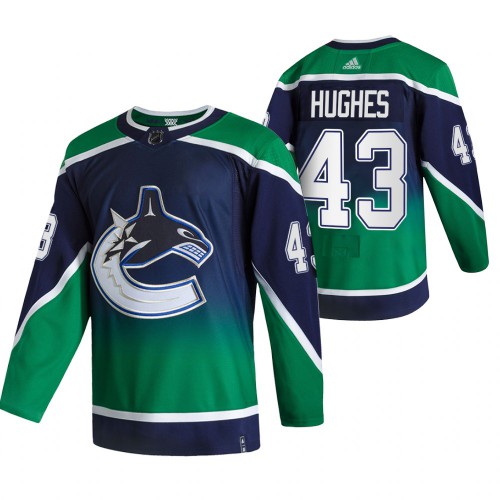 Vancouver Vancouver Canucks #43 Quinn Hughes Green Men's Adidas 2020-21 Reverse Retro Alternate Jersey Men's
