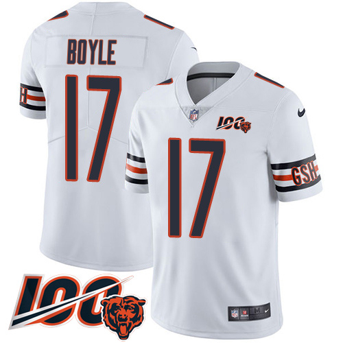 Bears #17 Tim Boyle White Men's Stitched 100th Season Vapor Limited Jersey