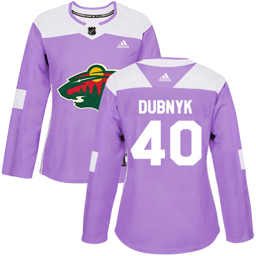 Adidas Minnesota Wild #40 Devan Dubnyk Purple Authentic Fights Cancer Women's Stitched Jersey Womens