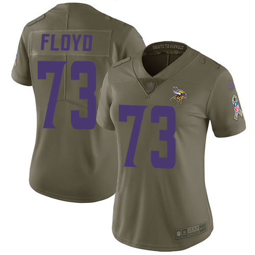 Minnesota Vikings #73 Sharrif Floyd Olive Women's Stitched Limited 2017 Salute to Service Jersey Womens