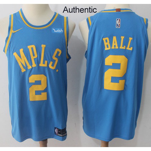Los Angeles Lakers #2 Lonzo Ball Royal Blue Authentic Hardwood Classics Jersey Mens