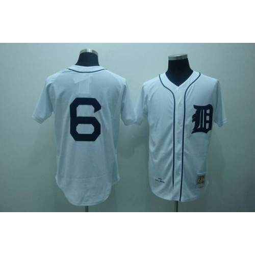 Mitchell and Ness Detroit Tigers #6 Al Kaline Stitched White Throwback Jersey Men's