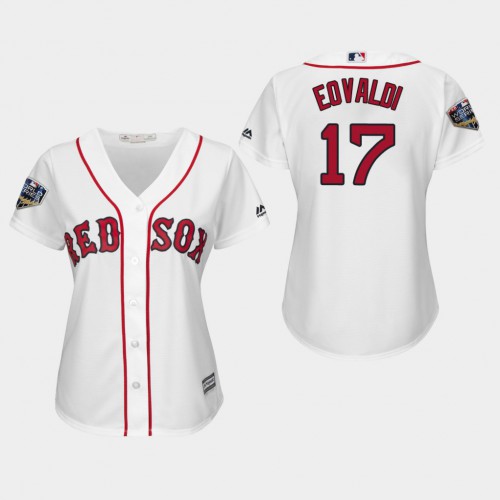 Boston Red Sox #17 Nathan Eovaldi White Home 2018 World Series Women's Stitched Jersey Womens