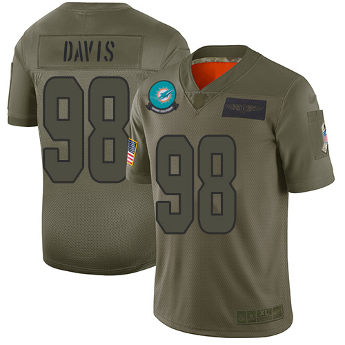 Miami Dolphins #98 Raekwon Davis Camo Youth Stitched Limited 2019 Salute To Service Jersey Youth