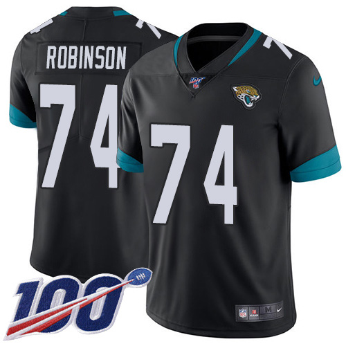 Jacksonville Jaguars #74 Cam Robinson Black Team Color Youth Stitched 100th Season Vapor Limited Jersey Youth