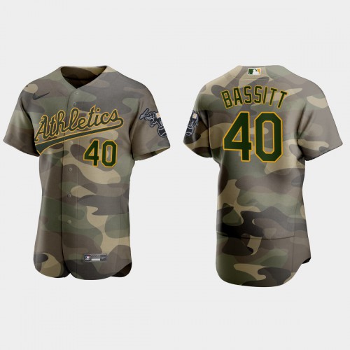 Oakland Oakland Athletics #40 Chris Bassitt Men's 2021 Armed Forces Day Authentic Jersey -Camo Men's