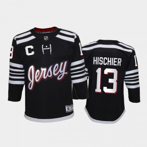 Adidas New Jersey Devils #13 Nico Hischier Youth 2021-22 Alternate Game Jersey - Black Youth