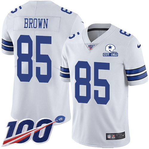 Dallas Cowboys #85 Noah Brown White Men's Stitched With Established In 1960 Patch 100th Season Vapor Untouchable Limited Jersey Men's
