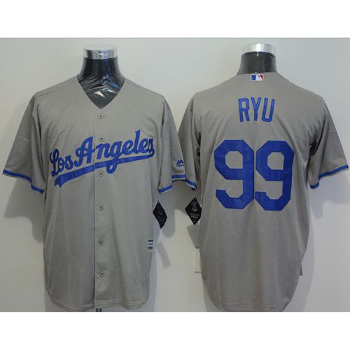 Los Angeles Dodgers #99 Hyun-Jin Ryu Grey New Cool Base Stitched Jersey Men's