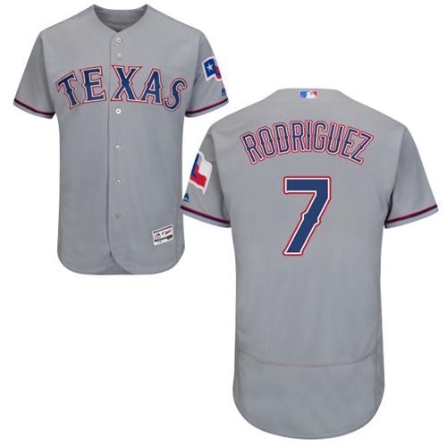 Texas Rangers #7 Ivan Rodriguez Grey Flexbase Authentic Collection Stitched Jersey Men's