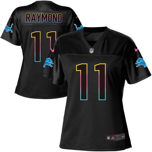 Lions #11 Kalif Raymond Black Women's Fashion Game Jersey