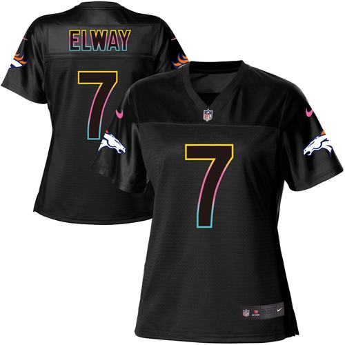Broncos #7 John Elway Black Women's Fashion Game Jersey