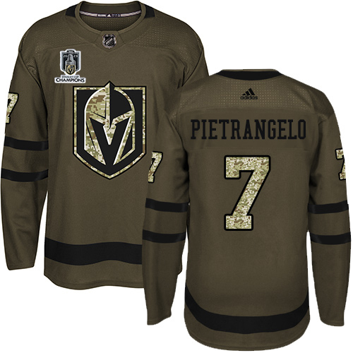 Adidas Golden Knights #7 Alex Pietrangelo Green Youth 2023 Stanley Cup Champions Salute To Service Stitched Jersey
