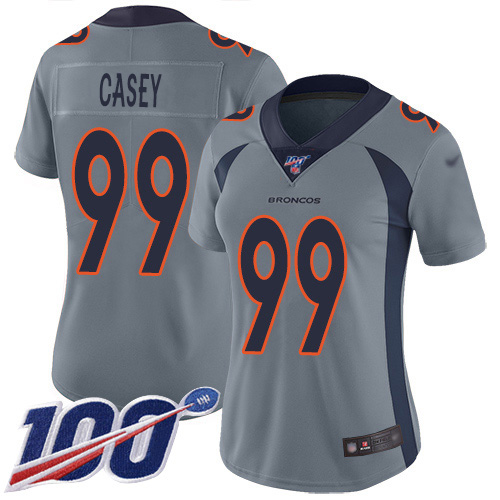 Denver Broncos #99 Jurrell Casey Gray Women's Stitched Limited Inverted Legend 100th Season Jersey Womens