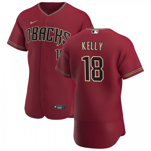 Arizona Arizona Diamondbacks #18 Carson Kelly Men's Crimson Authentic Alternate Team Jersey Men's