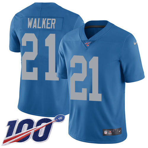 Detroit Lions #21 Tracy Walker Blue Throwback Youth Stitched 100th Season Vapor Untouchable Limited Jersey Youth