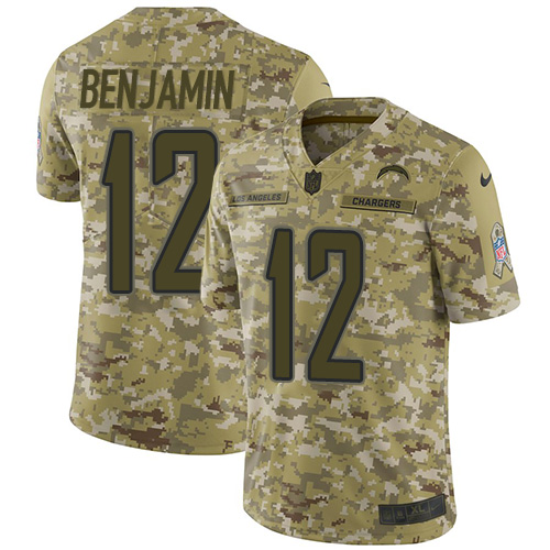 Los Angeles Chargers #12 Travis Benjamin Camo Youth Stitched Limited 2018 Salute to Service Jersey Youth
