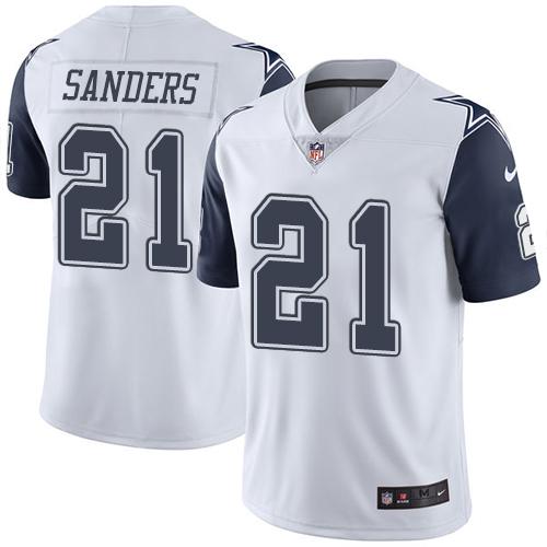 Cowboys #21 Deion Sanders White Youth Stitched Limited Rush Jersey