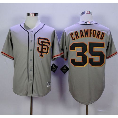 San Francisco Giants #35 Brandon Crawford Grey Road 2 New Cool Base Stitched Jersey Men's