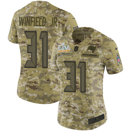 Tampa Bay Buccaneers #31 Antoine Winfield Jr. Camo Women's Super Bowl LV Bound Stitched Limited 2018 Salute To Service Jersey Womens