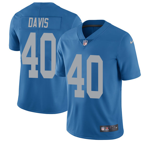 Detroit Lions #40 Jarrad Davis Blue Throwback Men's Stitched Vapor Untouchable Limited Jersey Men's