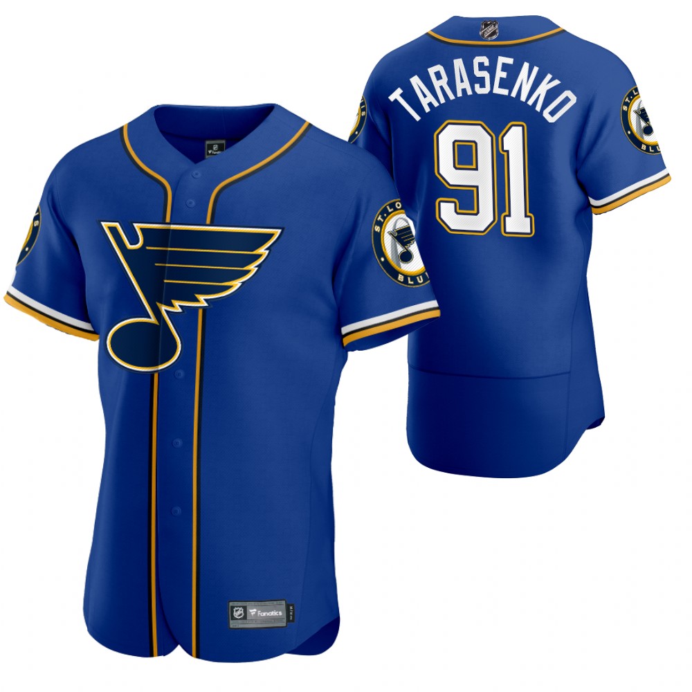 St. Louis Blues #91 Vladimir Tarasenko Men's 2020 X Crossover Edition Baseball Jersey Blue