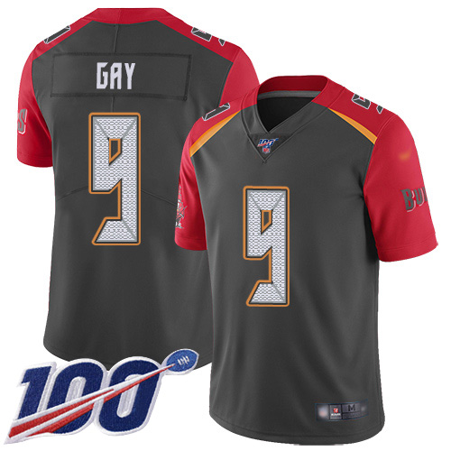 Tampa Bay Buccaneers #9 Matt Gay Gray Men's Stitched Limited Inverted Legend 100th Season Jersey Men's