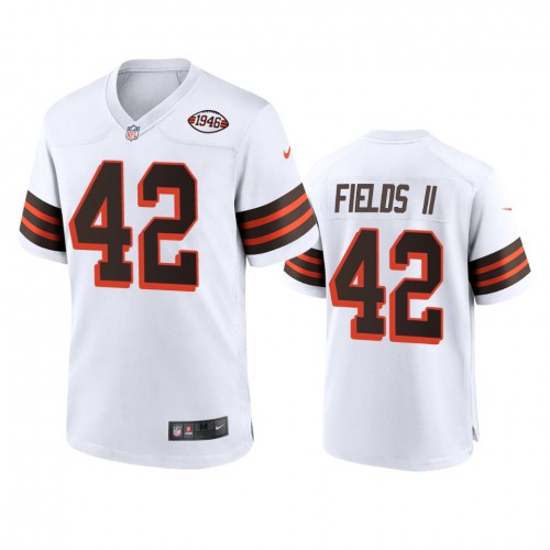 Men's Cleveland Browns #42 Tony Fields II 1946 Collection Alternate Game Limited Jersey - White Men's