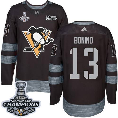 Adidas Pittsburgh Penguins #13 Nick Bonino Black 1917-2017 100th Anniversary Stanley Cup Finals Champions Stitched Jersey Men's