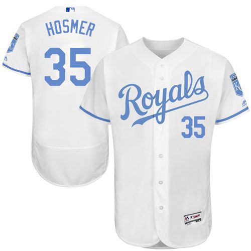 Kansas City Royals #35 Eric Hosmer White Flexbase Authentic Collection Father's Day Stitched Jersey Men's