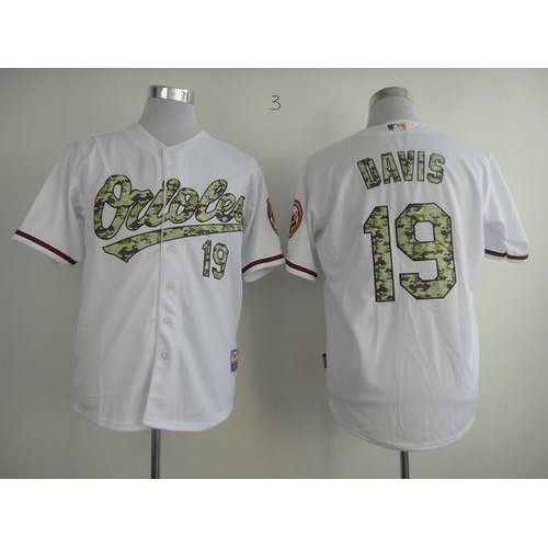 Baltimore Orioles #19 Chris Davis White USMC Cool Base Stitched Jersey Men's