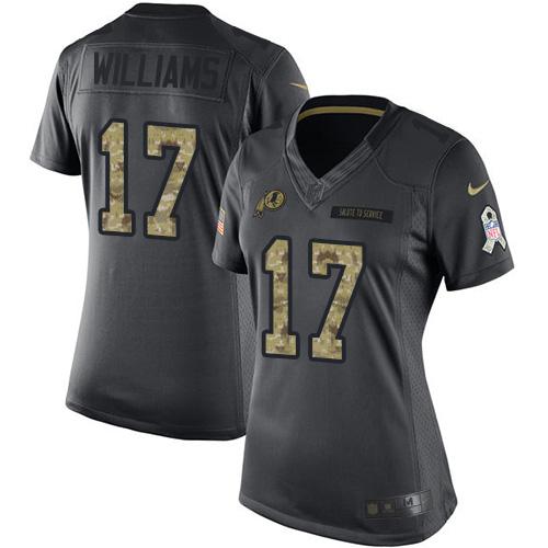 Washington Commanders #17 Doug Williams Black Women's Stitched Limited 2016 Salute to Service Jersey Womens