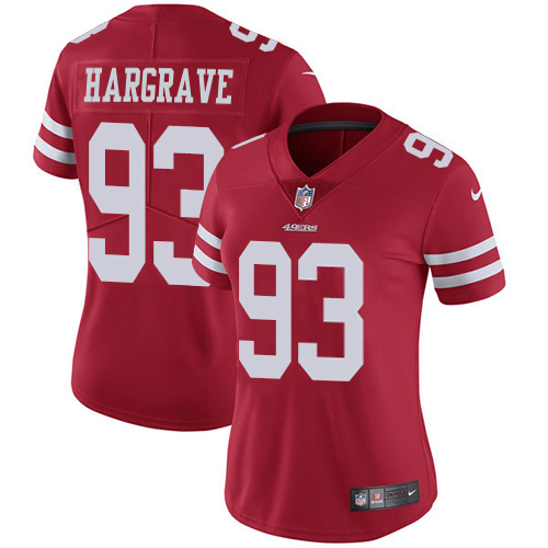 49ers #93 Javon Hargrave Red Team Color Women's Stitched Vapor Untouchable Limited Jersey