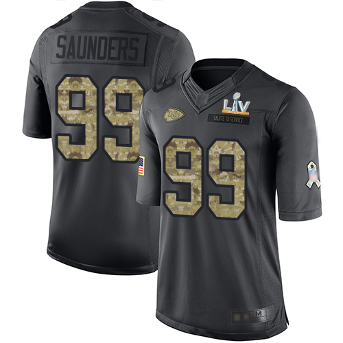 Kansas City Chiefs #99 Khalen Saunders Black Men's Super Bowl LV Bound Stitched Limited 2016 Salute to Service Jersey Men's