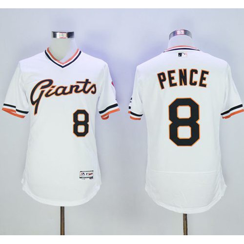 San Francisco Giants #8 Hunter Pence White Flexbase Authentic Collection Cooperstown Stitched Jersey Men's