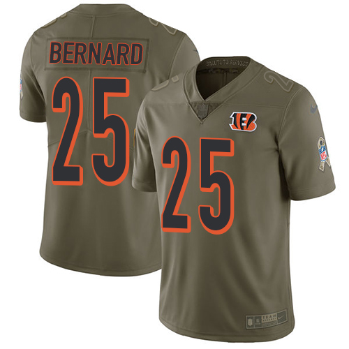 Cincinnati Bengals #25 Giovani Bernard Olive Men's Stitched Limited 2017 Salute To Service Jersey Men's