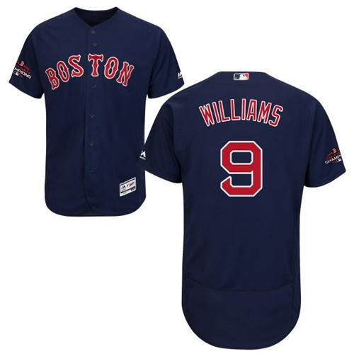 Boston Red Sox #9 Ted Williams Navy Blue Flexbase Authentic Collection 2018 World Series Champions Stitched Jersey Men's