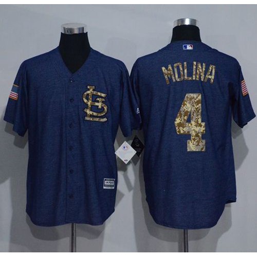 St.Louis Cardinals #4 Yadier Molina Denim Blue Salute to Service Stitched Jersey Men's